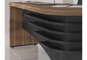 Mesa Tamburato Diretor 6129 lado esquerdo, tampo 50mm, Nogal, Artany detalhe